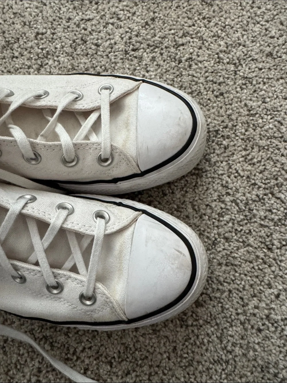 Converse White High-Top Platform Sneakers with Black Stripe Size 8.5